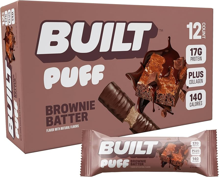 BUILT Puff Protein Bars, Brownie Batter Puff, High Protein Bars, 17g High Protein Snacks, On-The-... | Amazon (US)