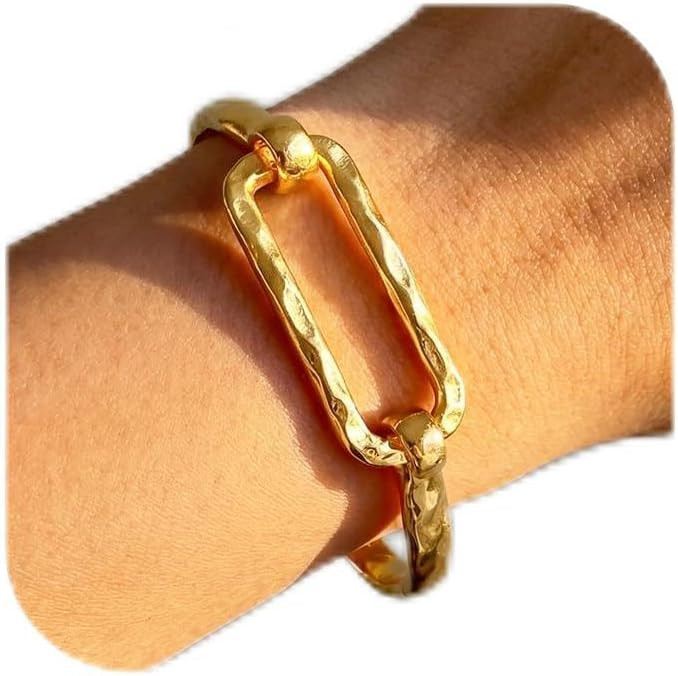 Moodear Chunky Gold Bangle Bracelets for Women – 14K Gold Plated Statement Cuff Bracelet, Trend... | Amazon (US)