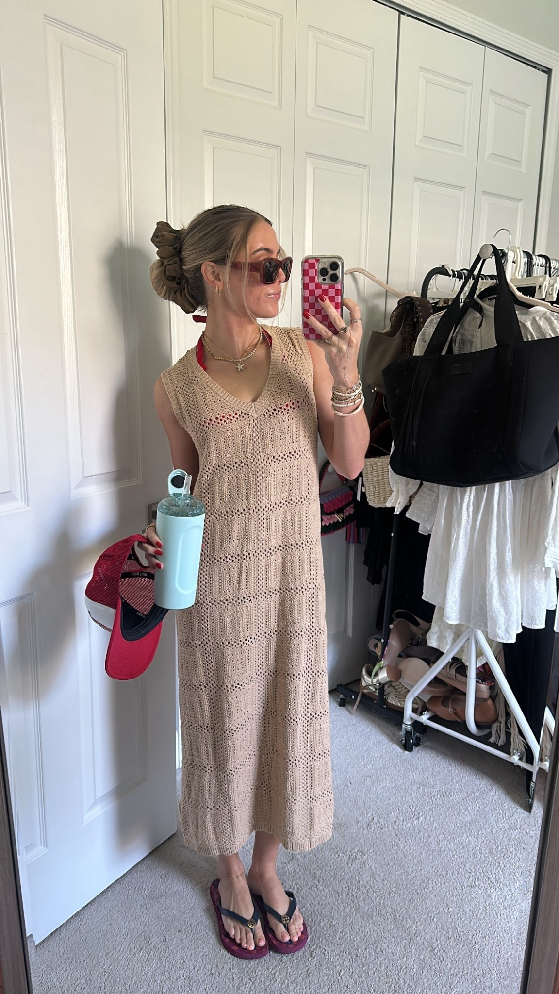 Amazon size small Fisoew Womens Crochet Sleeveless Dress Casual Summer V Neck Boho Knit Cover Up Beach Vacation Midi Tank Dresses. My bikini is also from Amazon. My sunglasses are from SOJOS my code is is SLOANESJ

#LTKSaleAlert #LTKFindsUnder50 #LTKSwim