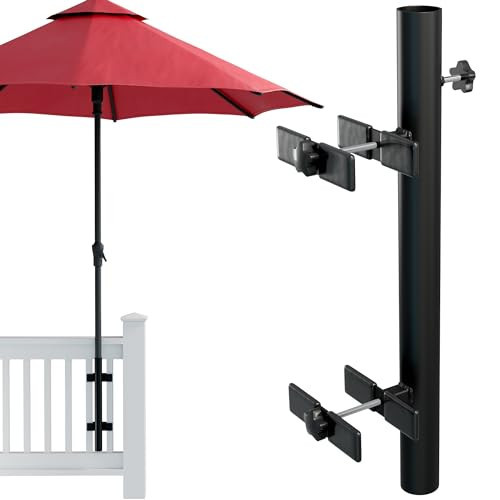 LOVE YOUR DECK Patio Umbrella Holder – Easy Installation - Space Saving Umbrella Holder Design - Outdoor Umbrella Base and Mount - Attaches to Railing Maximizing Outdoor Patio Space and Shade, Black | Amazon (US)