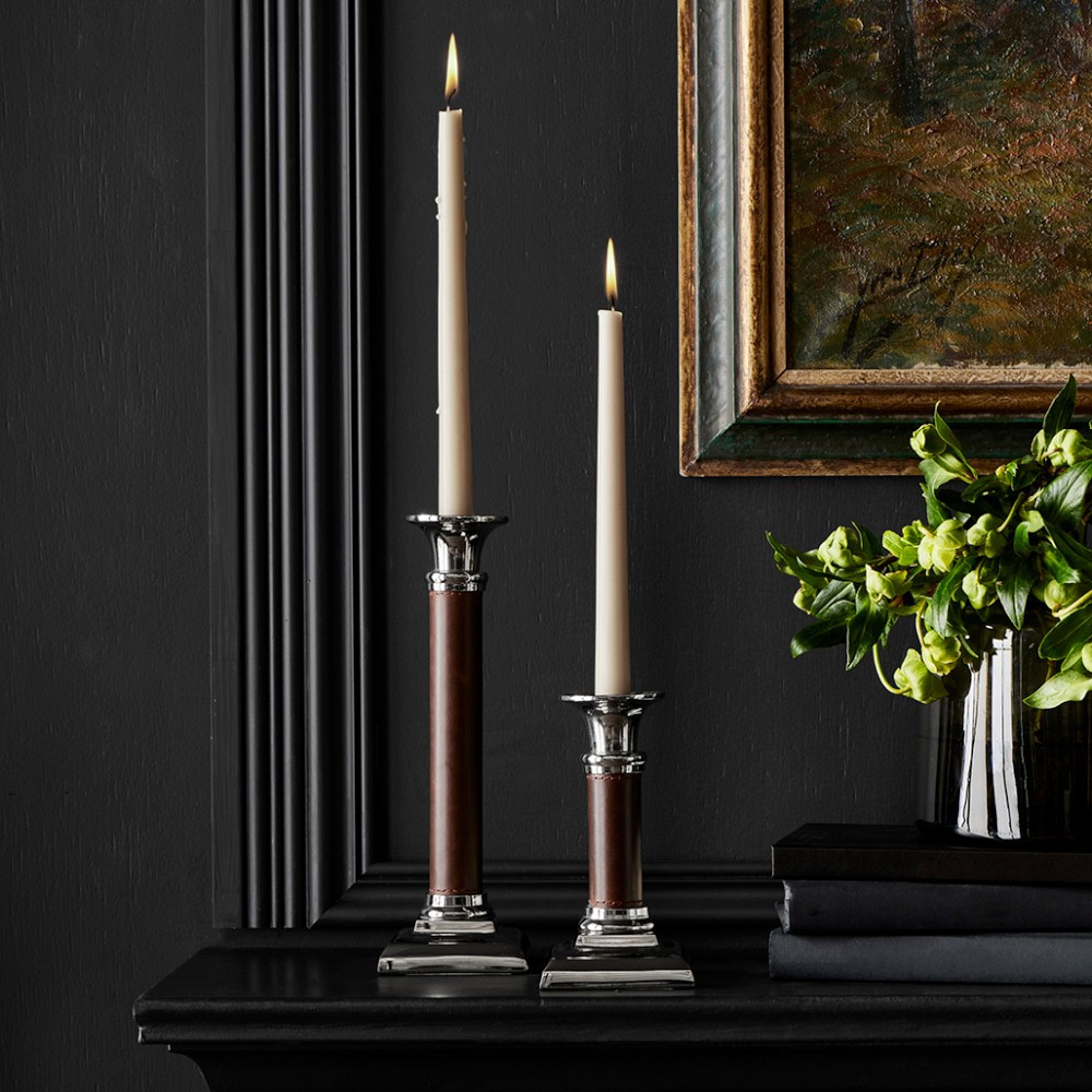 Winston Brown Leather Wrapped Taper Holder | Williams-Sonoma