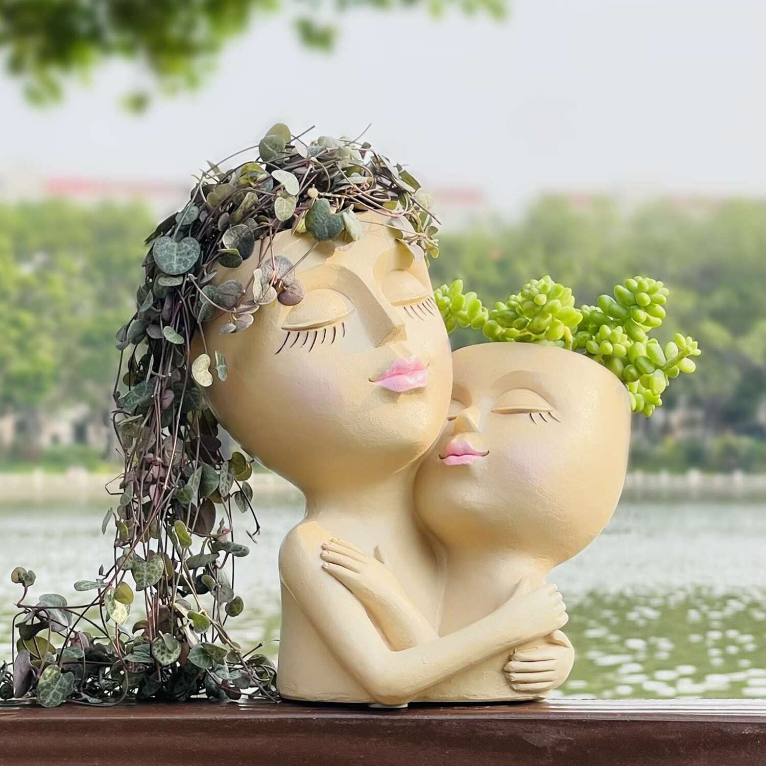 SUQEFAN Double Face Planters Pots Head Planter for Indoor Plants,Great Unique Birthday&Gardening Gif | Amazon (US)