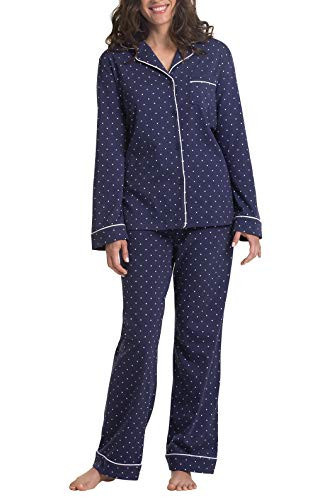 PajamaGram Pajama Set for Women - Cotton Jersey Pajamas Women, Navy, M, 10-12 | Amazon (US)