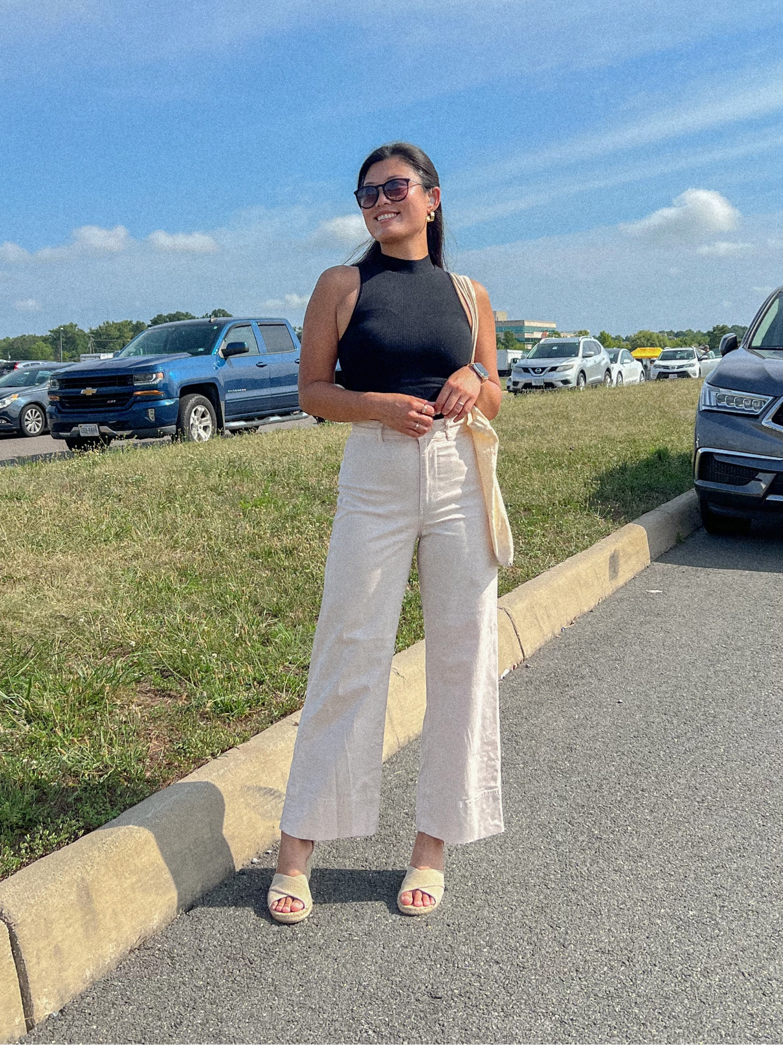 Klassy network turtleneck tank top, white wide leg jeans, beige wedge sandals, summer look, summer style, summer outfit 

#LTKSeasonal #LTKxNSale #LTKstyletip