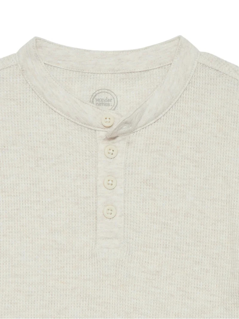 Wonder Nation Boys Thermal Henley Top with Long Sleeves, Sizes 4-18 & Husky | Walmart (US)