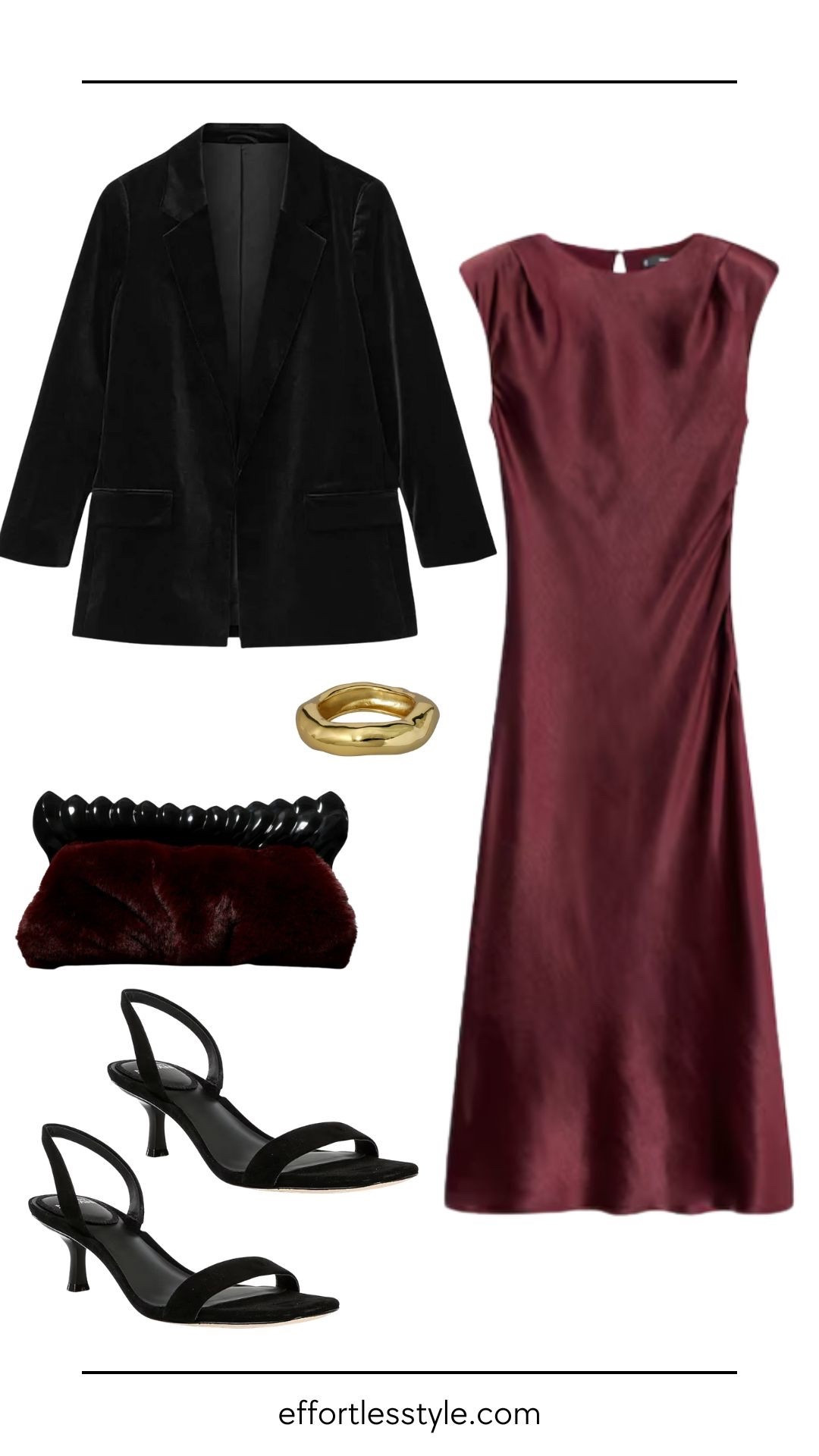 This merlot statement clutch is the anchor of the entire look. Its rich color and sculptural texture add instant depth, allowing the rest of the outfit to stay sleek and understated. Paired with a matching slip dress, a draped velvet blazer, and simple black heels, the clutch does the heavy lifting. Proof that one great accessory can elevate everything.

#LTKootd #LTKgrwm #LTKHoliday