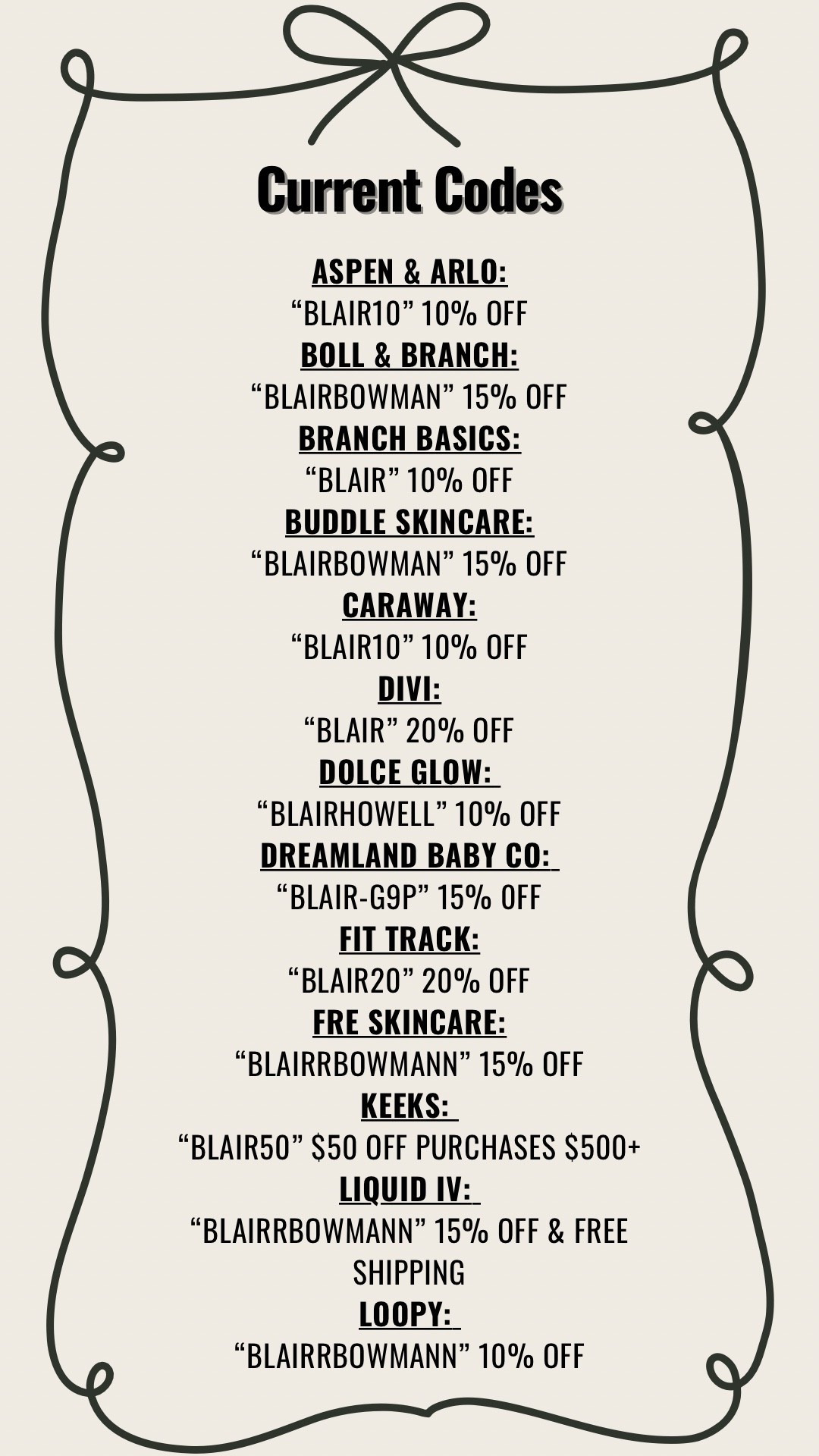 Current Discount Codes if you need any! 

#LTKStyleTip #LTKBaby #LTKBeauty