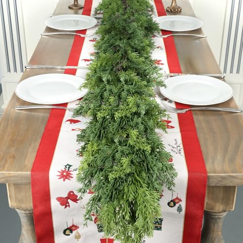 LZNPA 6 Ft Real Touch Christmas Garlands,Thick and Lush，Soft Bendable, Pine Cedar Garland Artificial Realistic, guirnaldas navideñas，Christmas Garland for Mantle,Outdoor Indoor Christmas Decorations | Amazon (US)