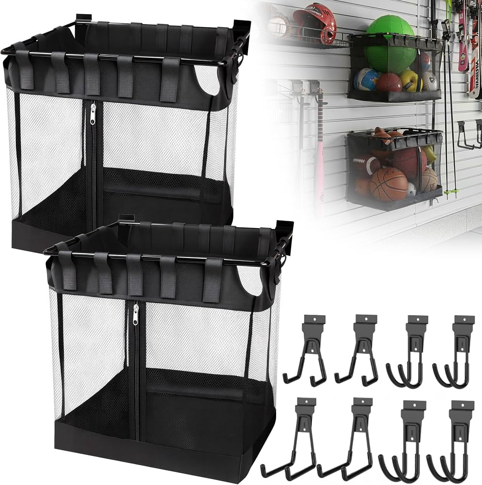 10 Pcs Slatwall Baskets Kit, Slatwall Mesh Storage Baskets with Hooks | Amazon (US)