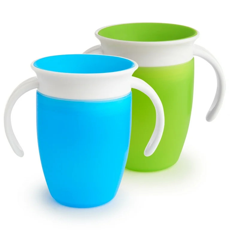 Munchkin® Miracle® 360° Trainer Sippy Cup with Handles, Spill Proof, 7 oz, Blue/Green, Unisex,... | Walmart (US)