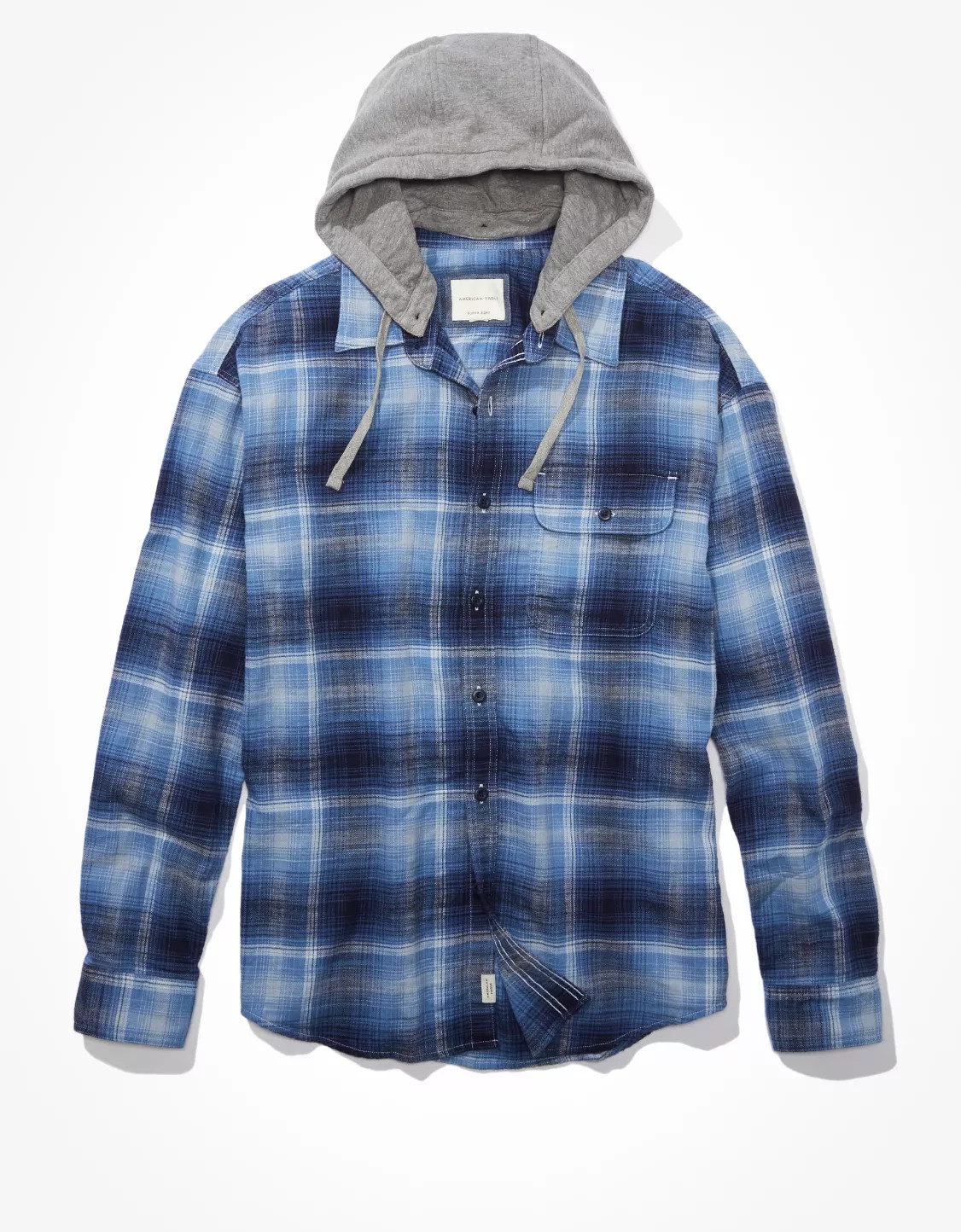 AE Super Soft Hooded Flannel Shirt | American Eagle Outfitters (US & CA)