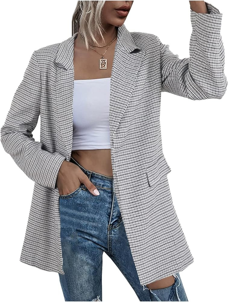 Womens Work Casual Oversized Blazers Long Sleeve Open Front Office Business Jackets | Amazon (US)