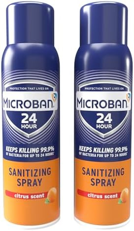MICROBAN Sanitizing Spray, 15 oz., 2 Pack, Citrus, Disinfects, Sanitizes, Eliminates Odors, and K... | Amazon (US)