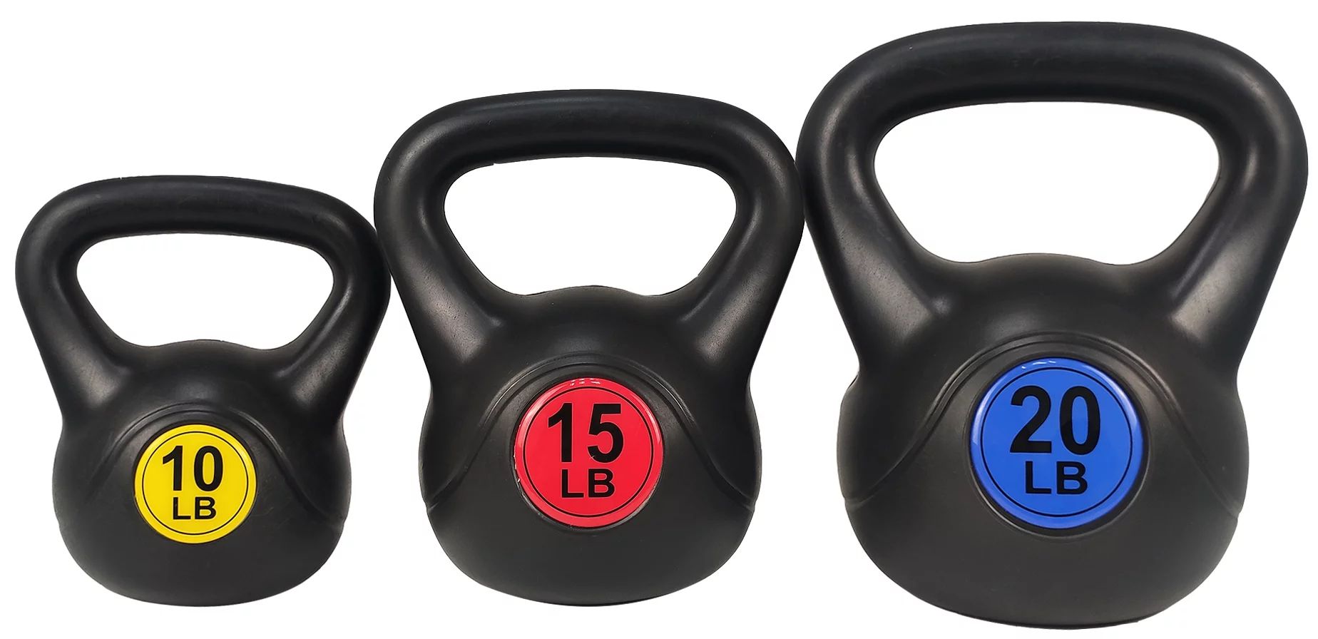 BalanceFrom Wide Grip Kettlebell Exercise Fitness Weight Set, 3-Pieces: 10lb, 15lb and 20lb Kettl... | Walmart (US)