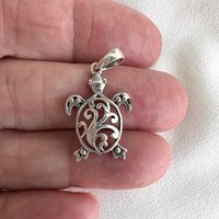 Silver Turtle Pendant, Sterling 925 Filigree Tortoise Charm, Nature Jewelry Gift For Her, Sea Life | Etsy (US)