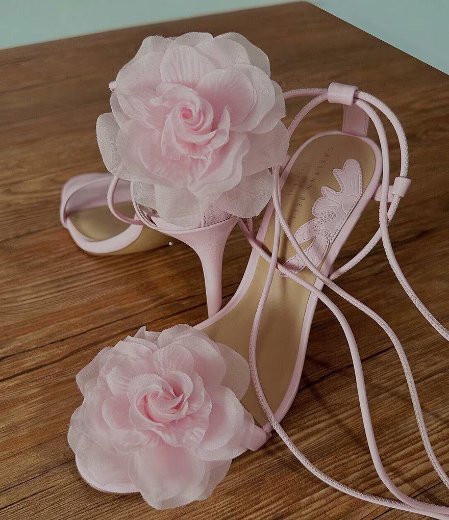 x Caelynn Bell Papillon Leather Flower Ankle Wrap Dress Sandals | Dillard's