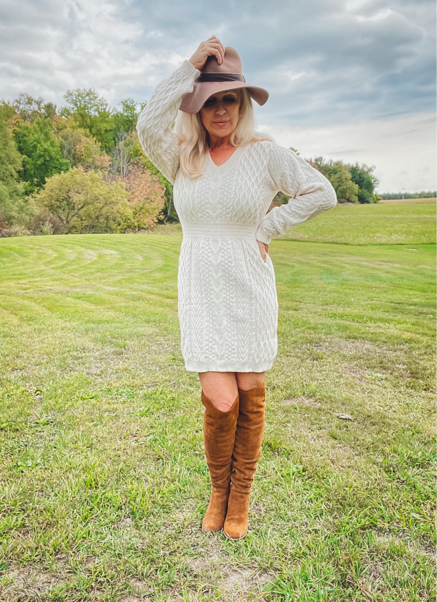 Similar boots linked  Sweater dress / fall Fashion / boots outfit

#LTKshoecrush #LTKover40 #LTKSeasonal