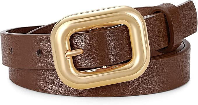 JASGOOD Women Skinny Leather Belt for Jeans Pants Dresses Fashion Ladies Thin Waist Belt with Met... | Amazon (US)