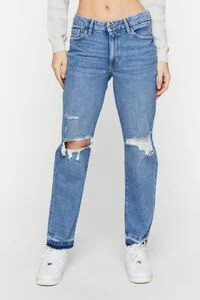 Recycled Cotton Distressed Straight-Leg Jeans | Forever 21 (US)