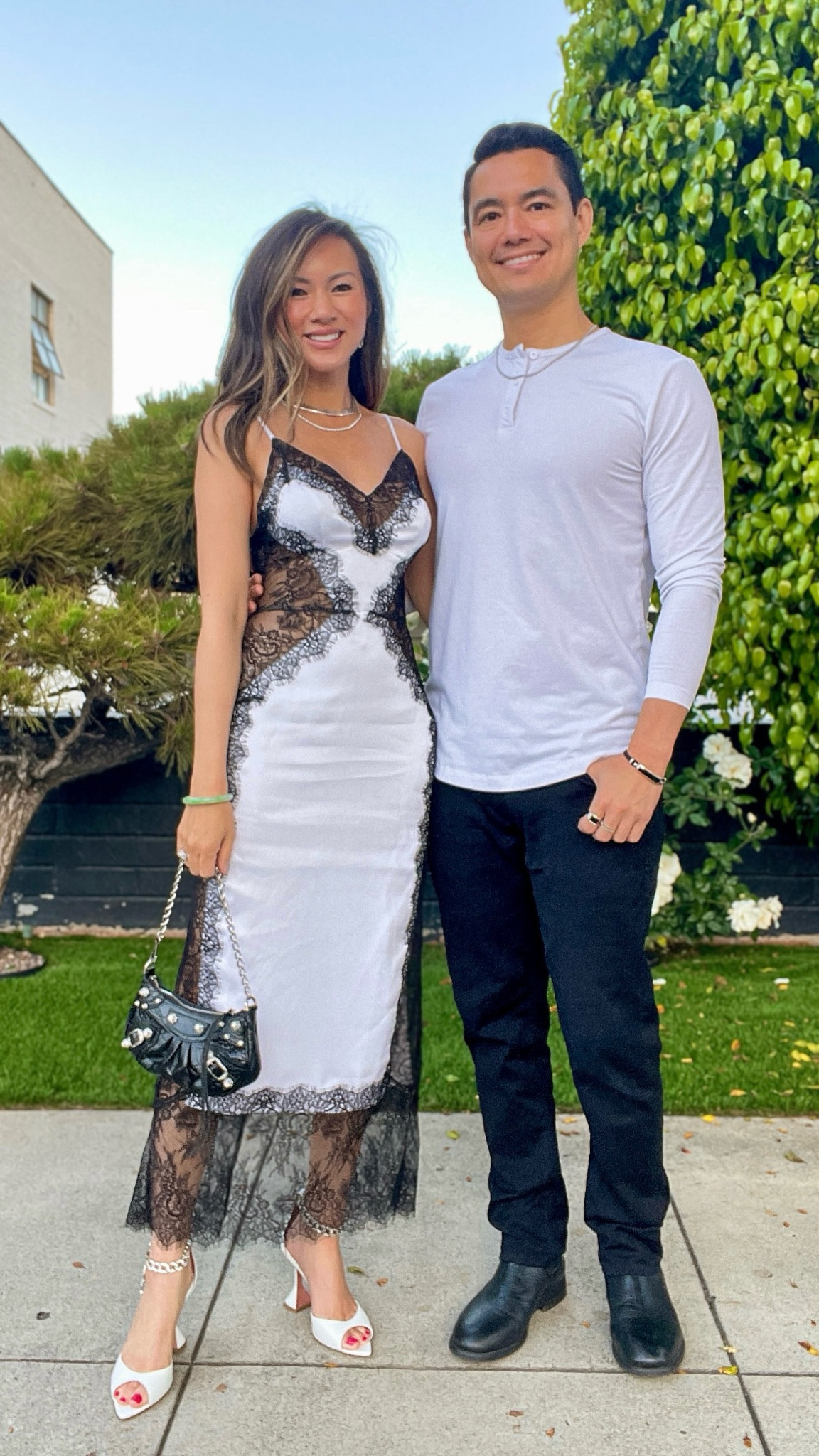 Anniversary dinner fit check 🤍 This lace dress is so stunning! Love the lace placement. Would be perfect for a bride, wedding festivities, date night or vacation dress. 

White dress, white and black dress, lace dress, summer dress, weddings dress, bridal dress, bachelorette dress, men’s fashion, menswear, men’s top, men’s jeans, The Stylizt 

#LTKStyleTip #LTKWedding #LTKMens