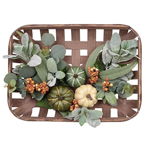 Valery Madelyn Fall Wreath with Basket for Home Decor, Farmhouse Tobacco Front Door Wreath with P... | Walmart (US)