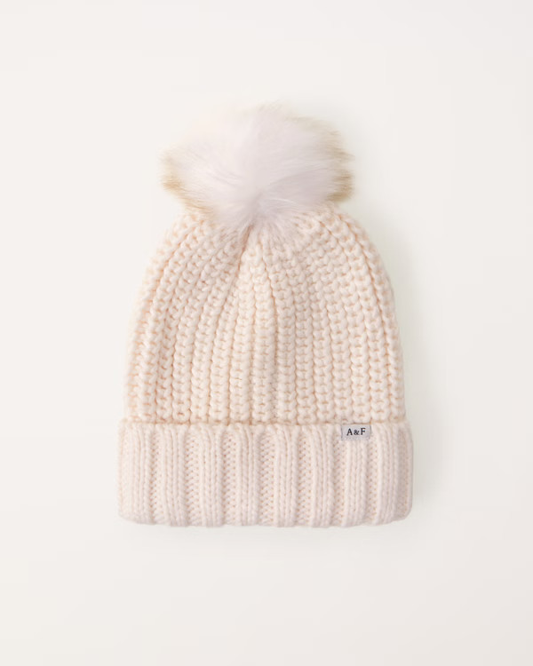 cable-knit pom beanie | Abercrombie & Fitch (US)