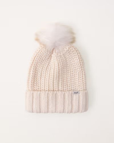 cable-knit pom beanie | Abercrombie & Fitch (US)