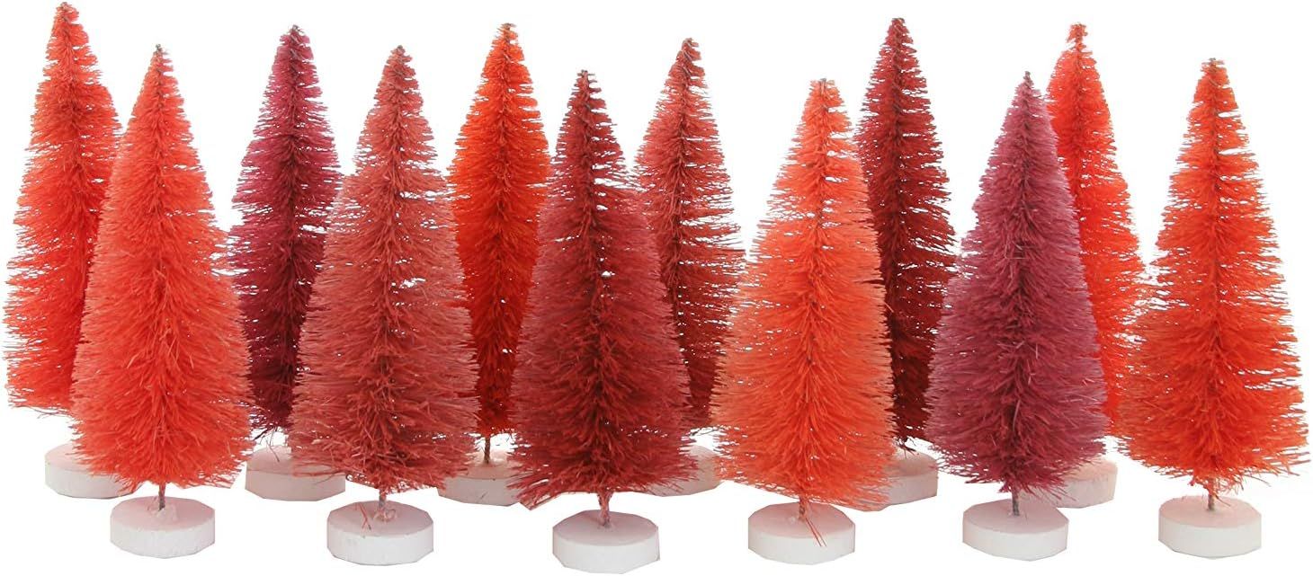 Cody Foster & Co Red Hue Spectrum Christmas Bottle Brush Trees Box Set of 12 | Amazon (US)