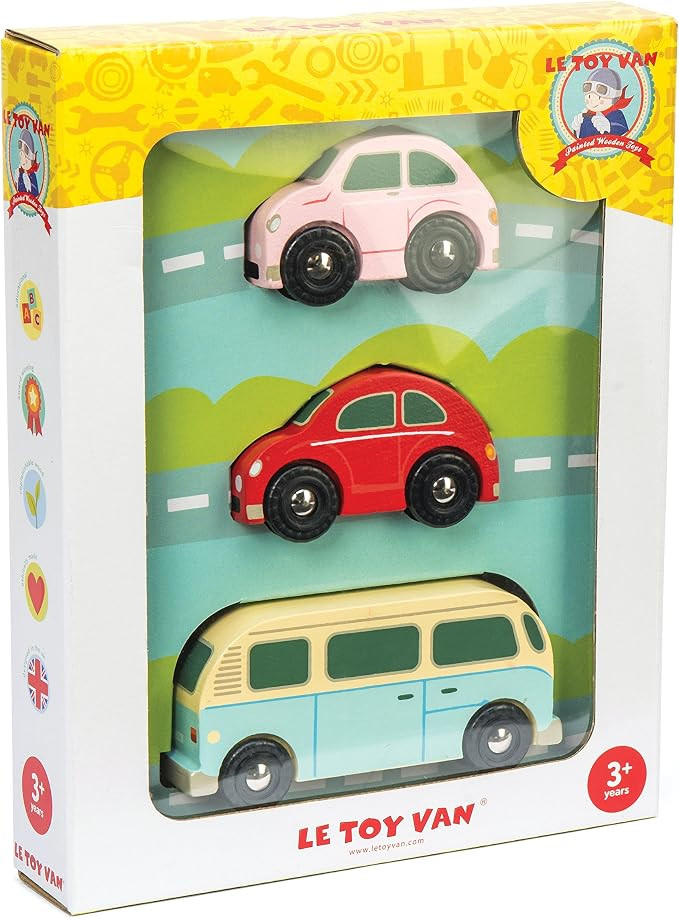 Le Toy Van - Cars & Construction Wooden Retro Metro Car Set Car Toy Play Set - Set 3 Cars | Boys ... | Amazon (US)