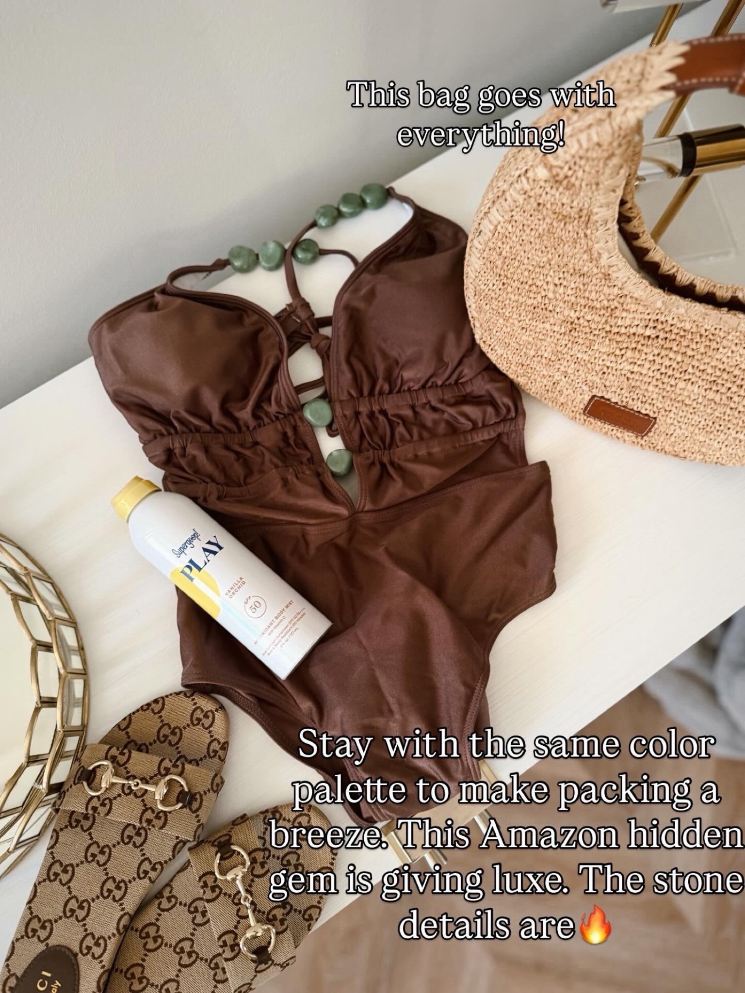 My one piece swimsuit is back in stock!! Pack with me! Can you believe this Amazon gem?! ☀️🔥

Swimwear. Spring break. Sandals. 
One piece swimsuit. Skincare  

#LTKTravel #LTKSwim