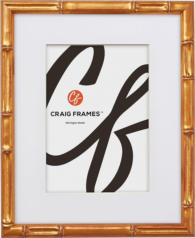 Craig Frames Faux Bamboo, 16x16 Picture Frame Matted for a 12x12 Photo, Vintage Gold | Amazon (US)