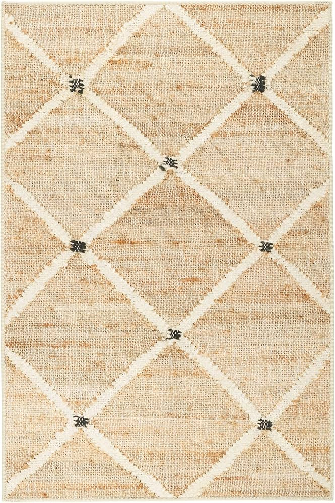 Dash and Albert Kali Machine Washable Area Rug - 3' x 5' Natural - Diamond Accent Rug - Anti-Slip... | Amazon (US)