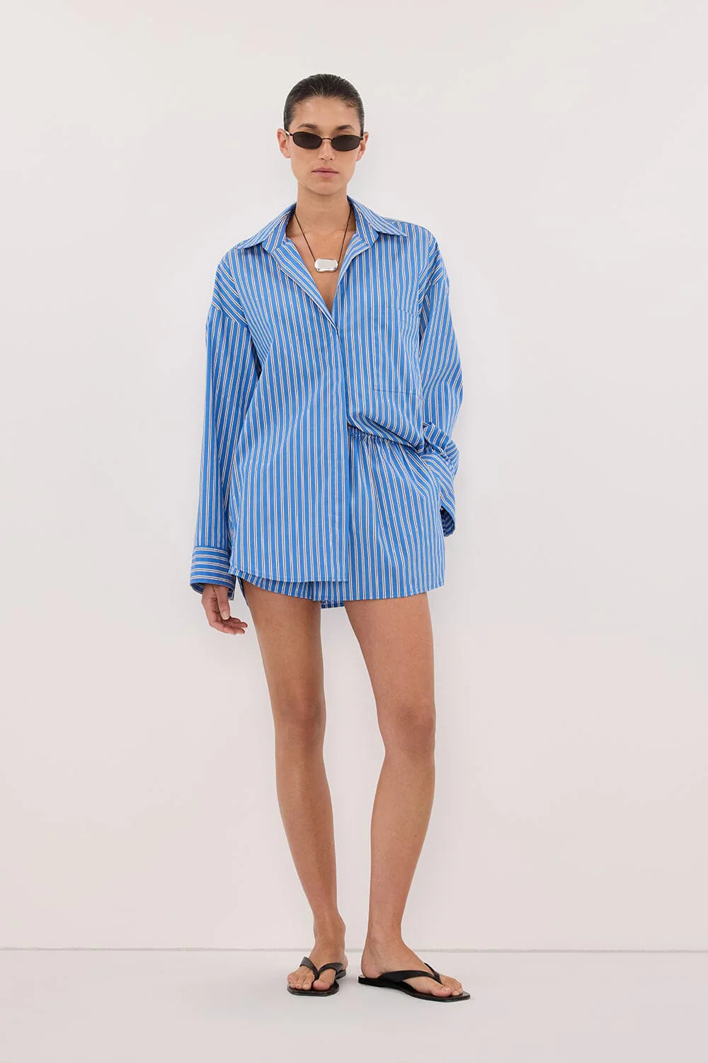 MISHA AZURE BLUE STRIPE SHORT | DISSH