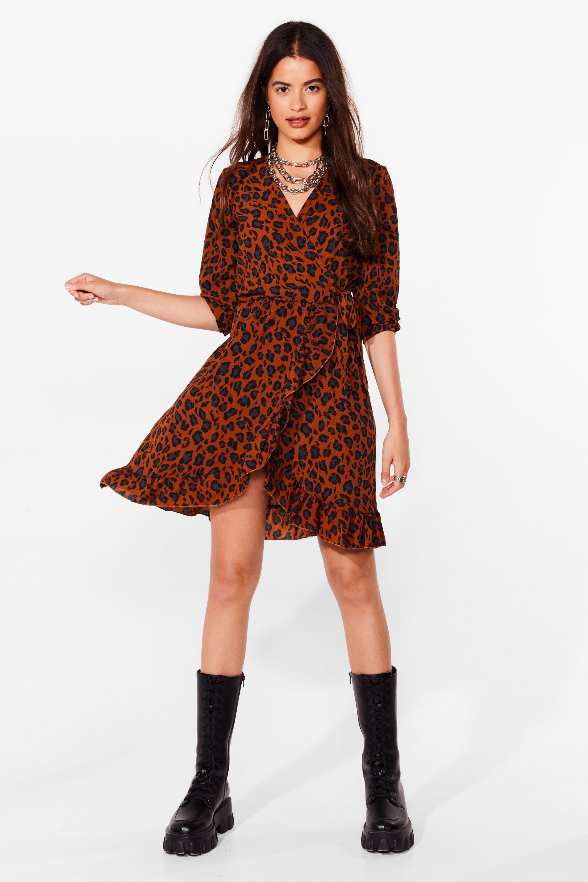Womens Forever Wild Animal Wrap Dress - Tobacco | NastyGal (US & CA)