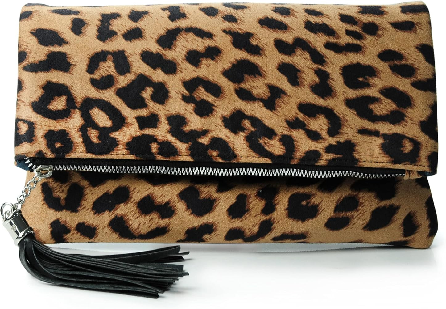 Leopard Zipper Foldover Clutch Envelope Purse Women Cross body Bag with Chain Strap | Amazon (US)