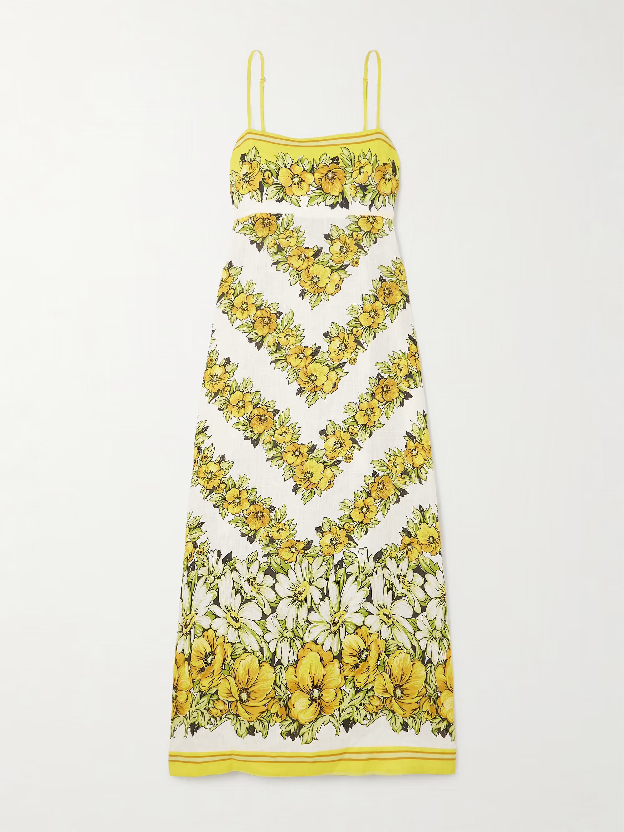 Gisela floral-print linen midi dress | NET-A-PORTER (US)