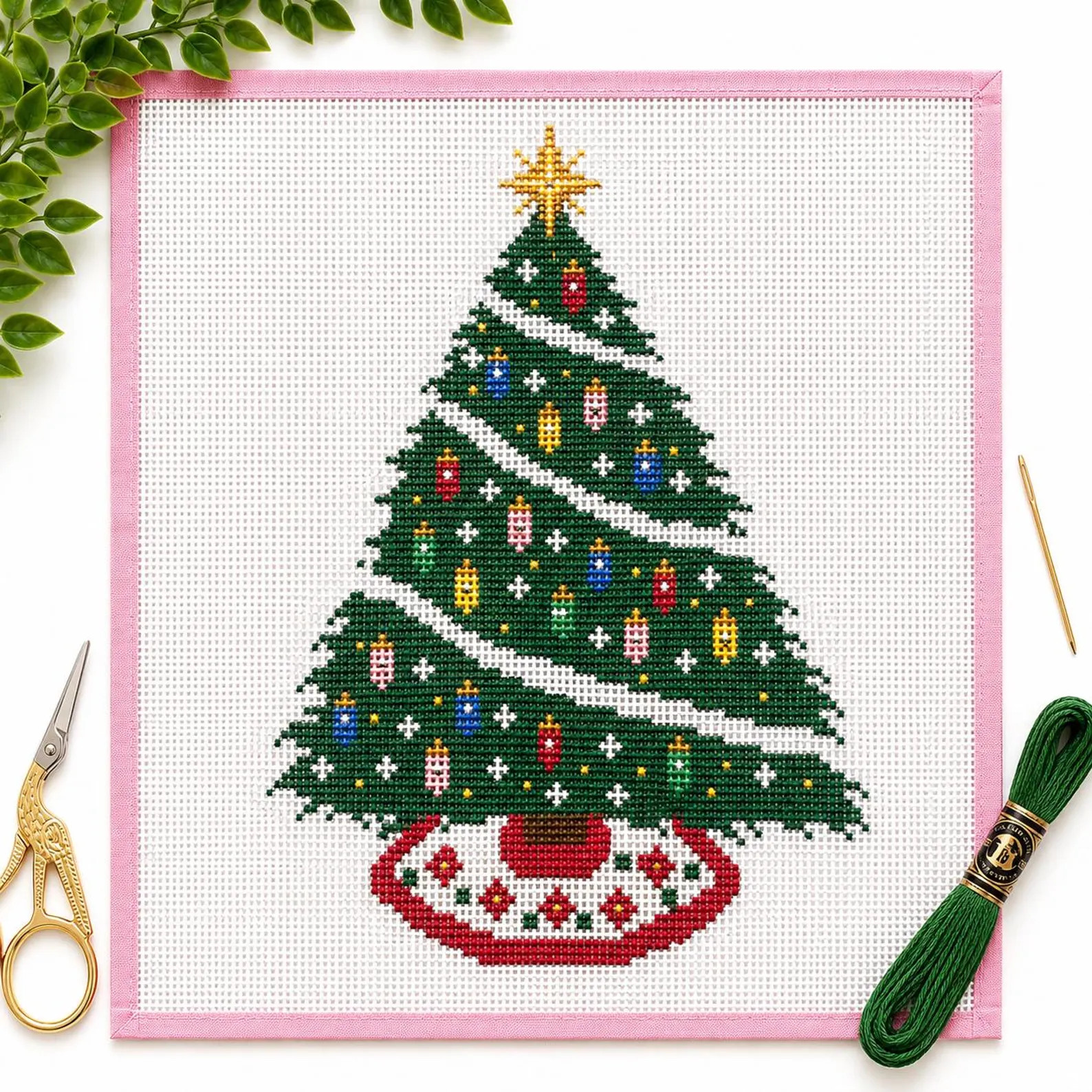 Retro Tinsel Christmas Tree Needlepoint Canvas | Nostalgic Holiday Needlework Kit | Etsy (Global)