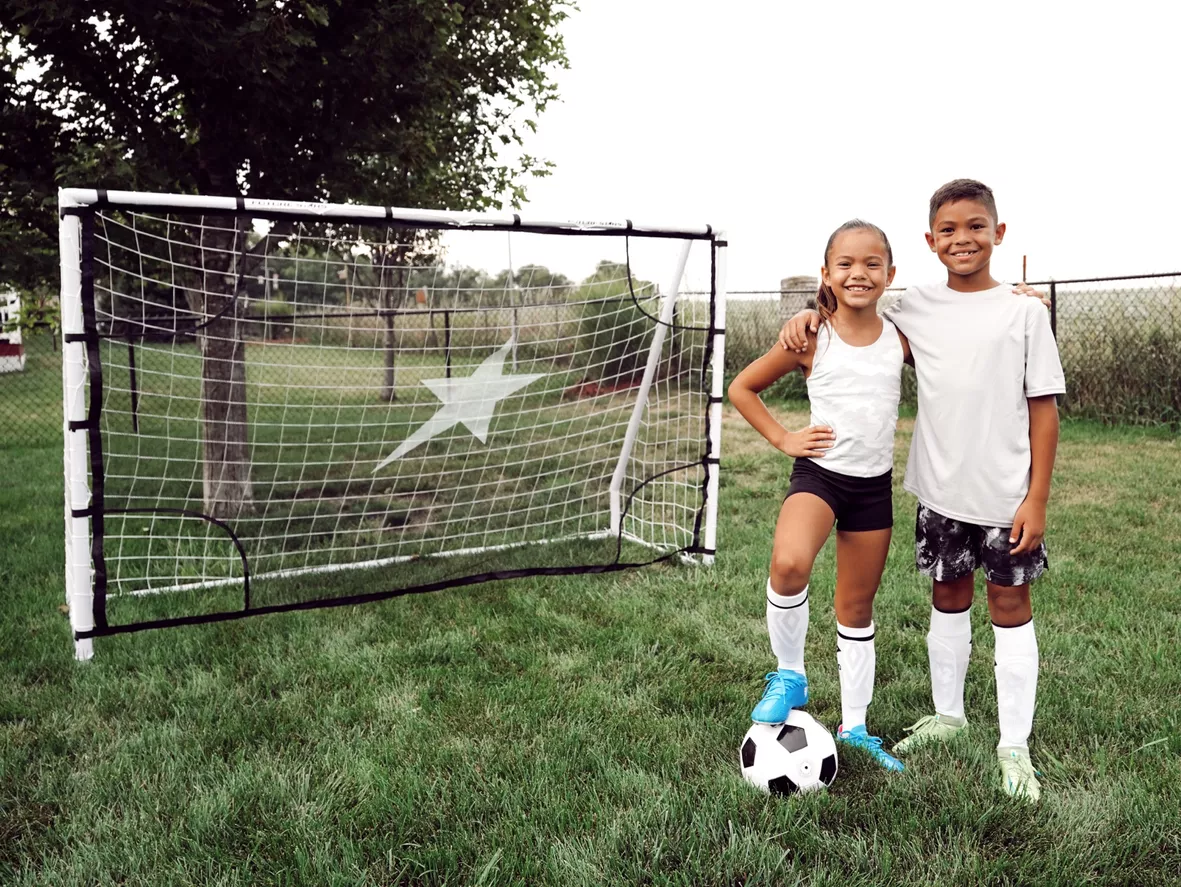 Future Stars 8ft Soccer Goal Combo Set with Shooter Tutor