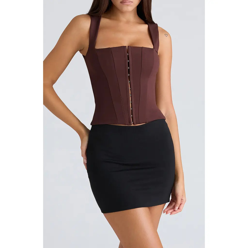 HOUSE OF CB The Balconette Corset Top in Chocolate at Nordstrom, Size X-Large A | Nordstrom