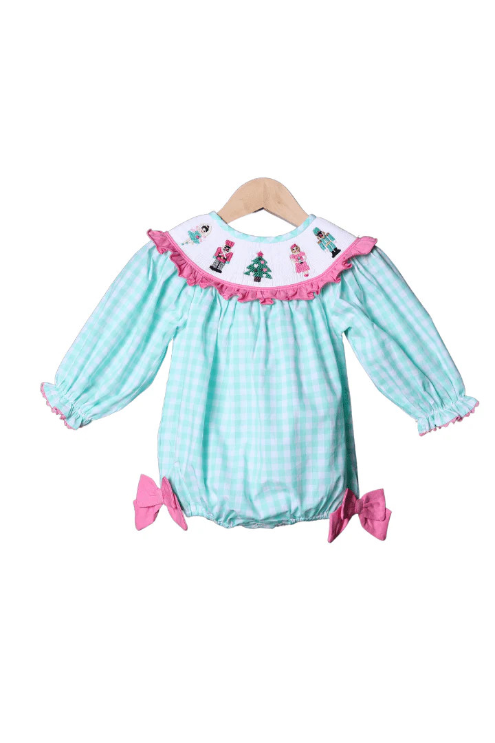 Smocked Nutcracker Ballet Gingham Bishop Bubble | The Smocked Flamingo