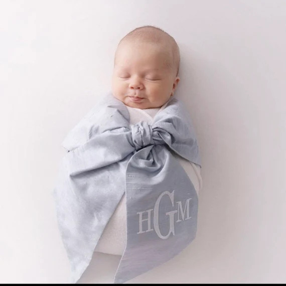 Custom Monogrammed Newborn Swaddle Sash Photo PropPastel Blue | Etsy | Etsy (US)