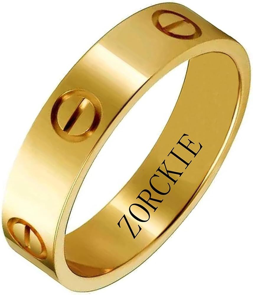 Love Ring For Women Men Girls Titanium Steel 18k Gold Rings Jewelry Unisex Adult Wedding Birthday... | Amazon (US)