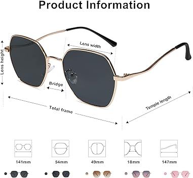SOJOS Hexagon Square Sunglasses For Women Trendy Small Faces Octagon Gold Rim Wire Frame Geometri... | Amazon (US)