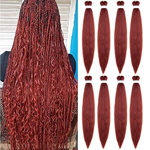 Ginger Braiding Hair Pre Stretched 8 Packs 36 Inch Long 350 Copper Red Braiding Hair Yaki Texture, Hot Water Setting, Easy To Install Professional Synthetic Hair For Braiding(36 Inch, #350) | Amazon (US)