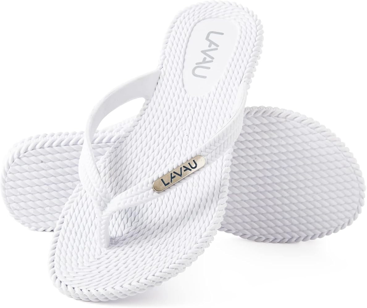 LAVAU Flip Flops for Women, Waterproof Non Slip Thong Sandals for Shower Beach Pool, 100% Recycla... | Amazon (US)