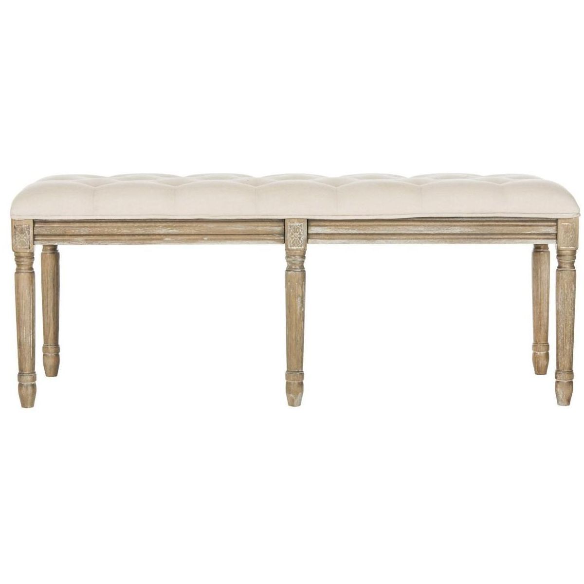 Rocha 19''H French Brasserie Tufted Traditional Rustic Wood Bench  - Safavieh | Target