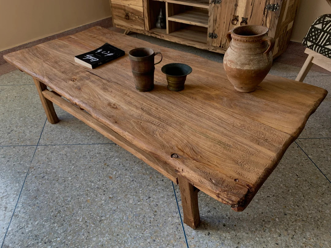 Reclaimed Large Coffee Table Unique Farmhouse Table Reclaimed Live Edge Wood Handmade Furniture -... | Etsy (US)