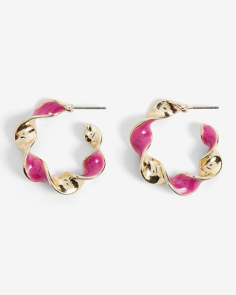 Painted Twist Post Back Hoop Earrings | Express