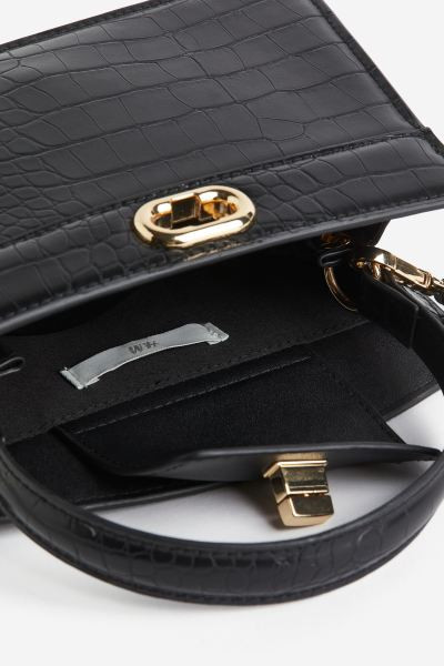 Minibolso bandolera - Negro/Efecto piel de cocodrilo - MUJER | H&M ES | H&M (FR, IT, ES, PT, BE)