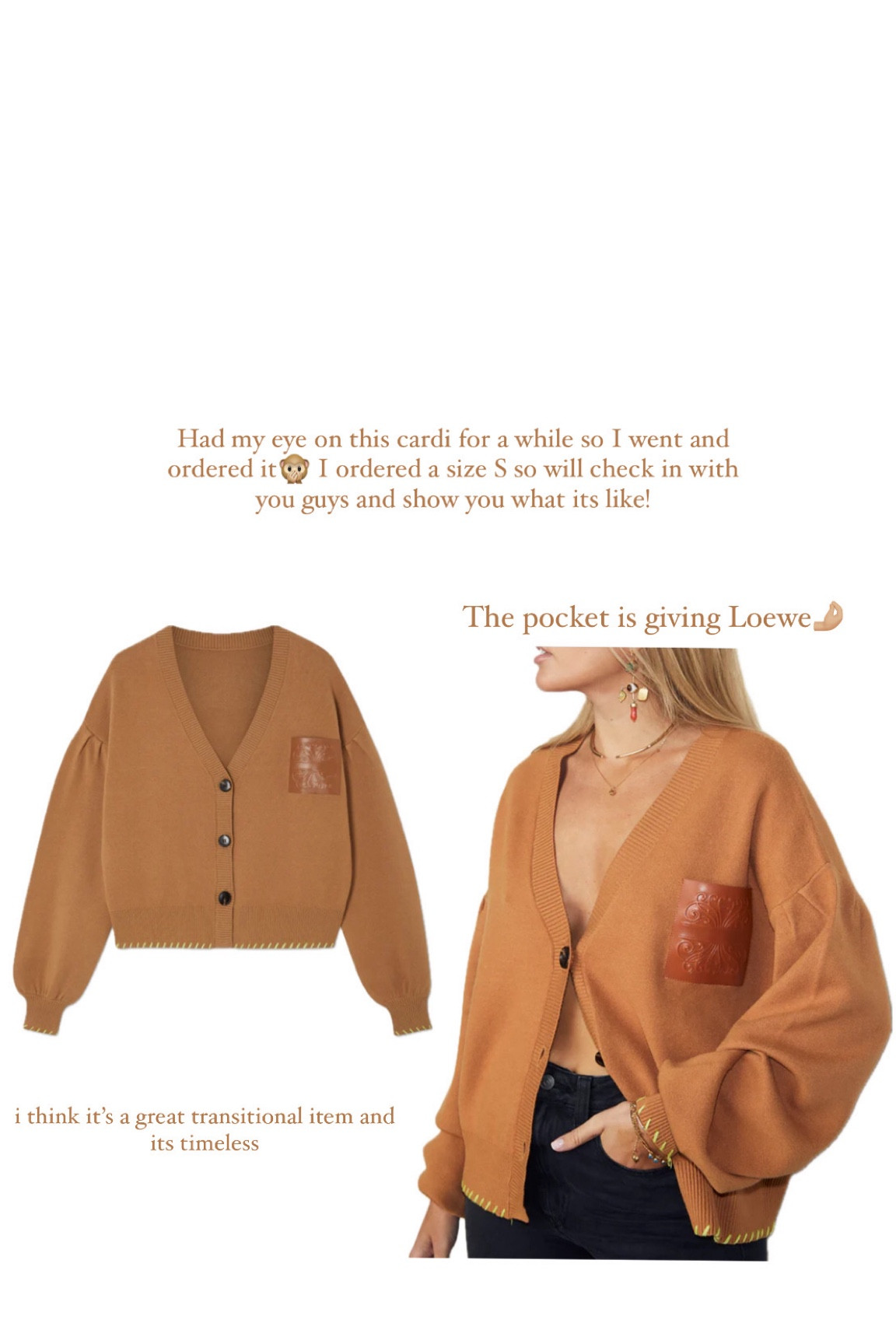 This cardigan is so stunning! Perfect for a transitional wardrobe🫶🏼 brown cardigan, loewe style, never fully dressedd

#LTKstyletip #LTKSeasonal #LTKfindsunder100